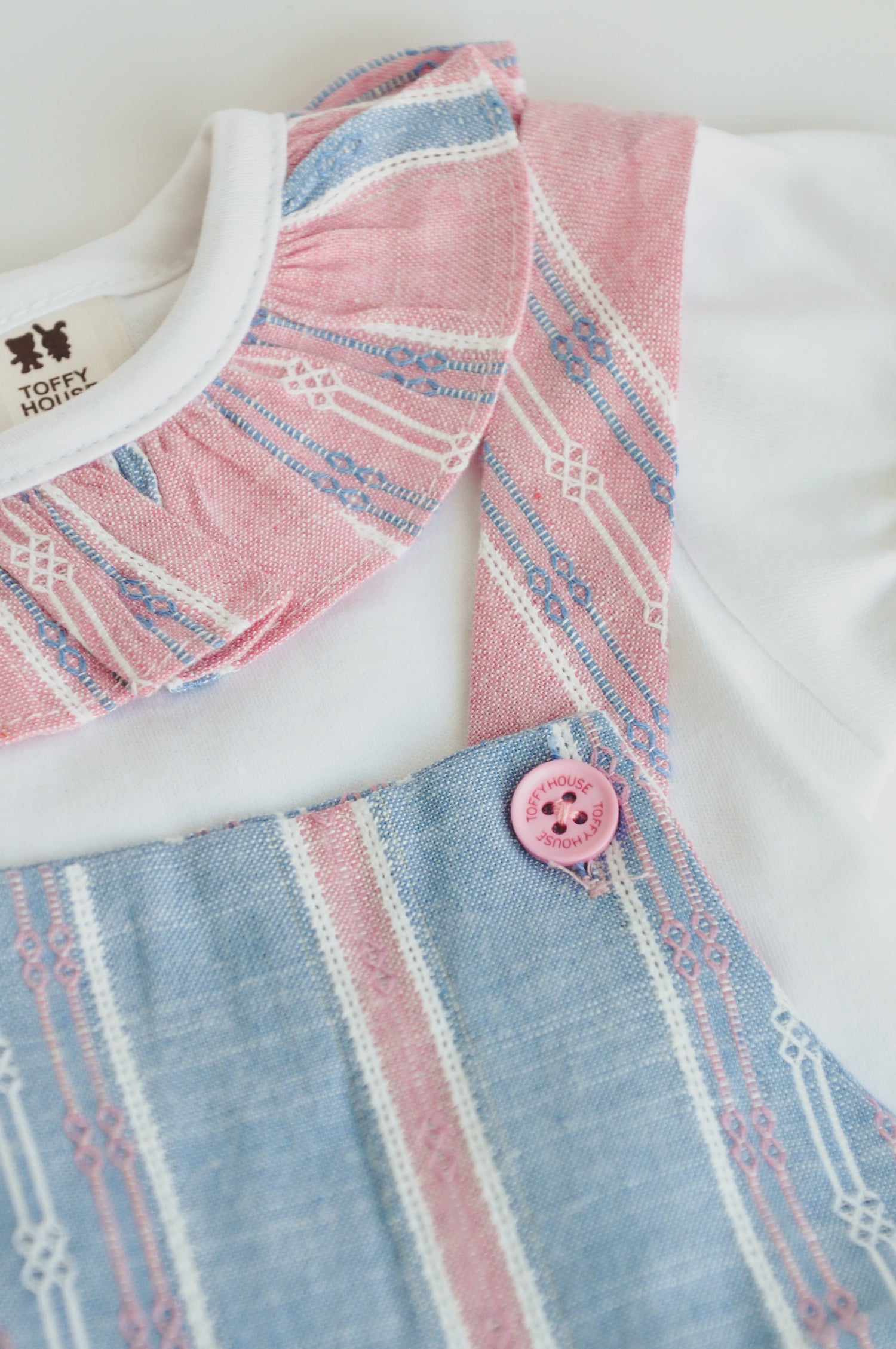 Pastel Stripe Ruffle Romper Dress Set