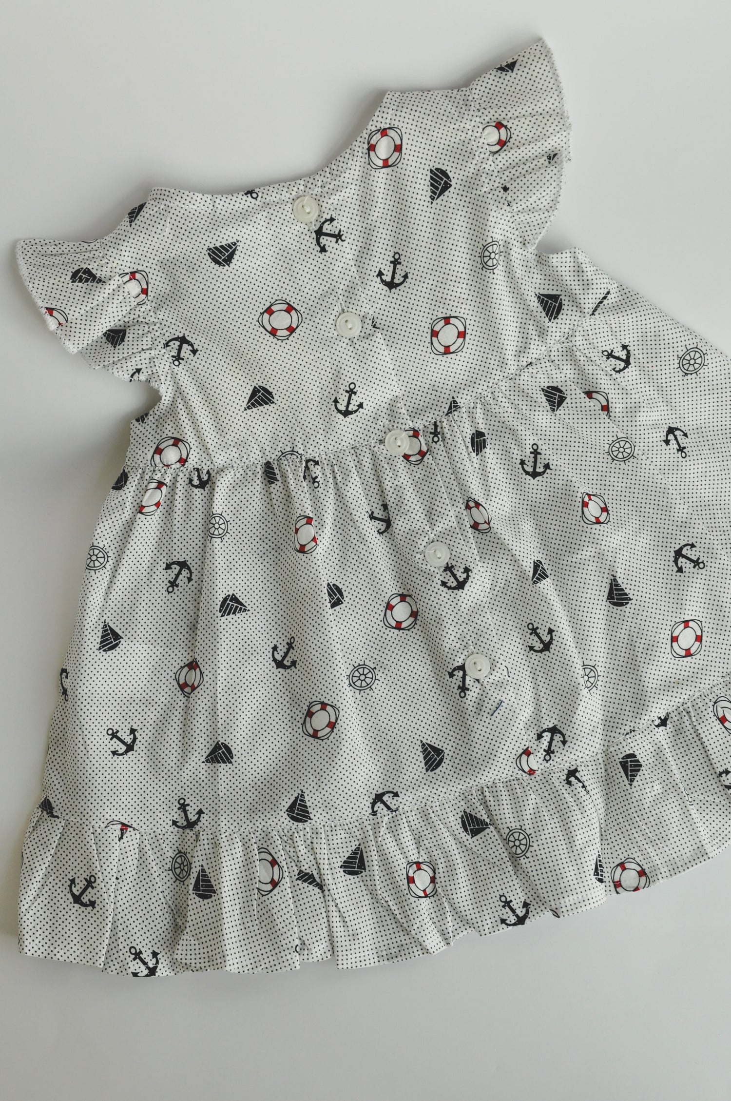 Nautical Print Ruffle Dress
