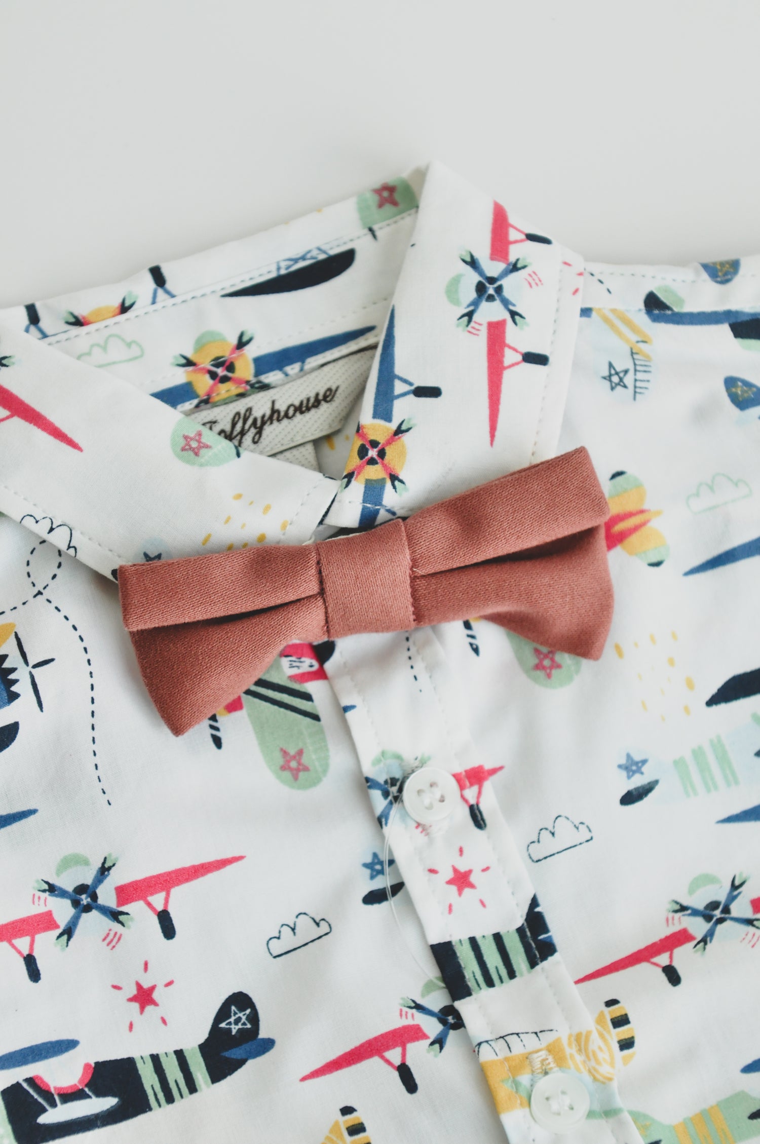 Baby Boys Airplane Print Shirt and Suspender Shorts Set