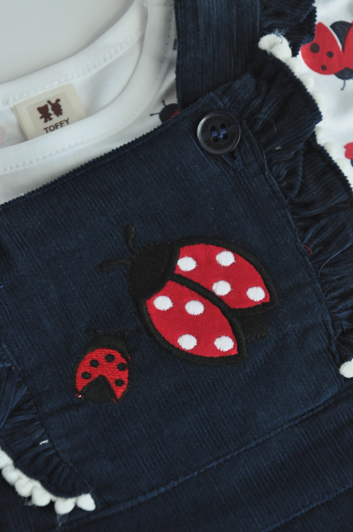 Ladybug Ruffle Dungaree Romper Set