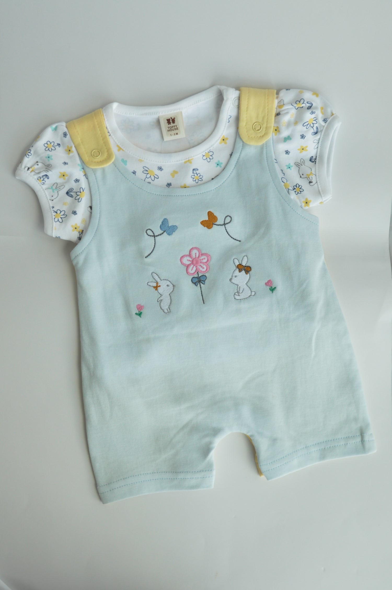 Baby Girls Bunny Embroidered Short Romper