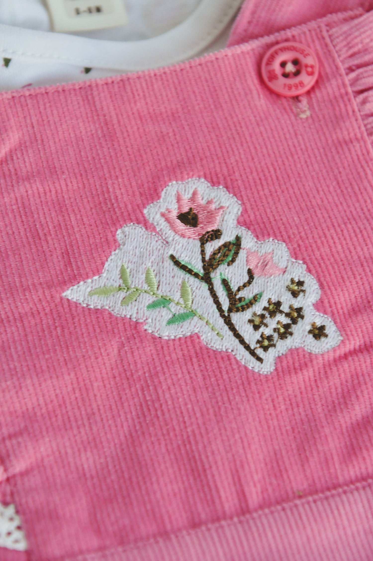 Pink Floral Ruffle Dungaree Romper Set