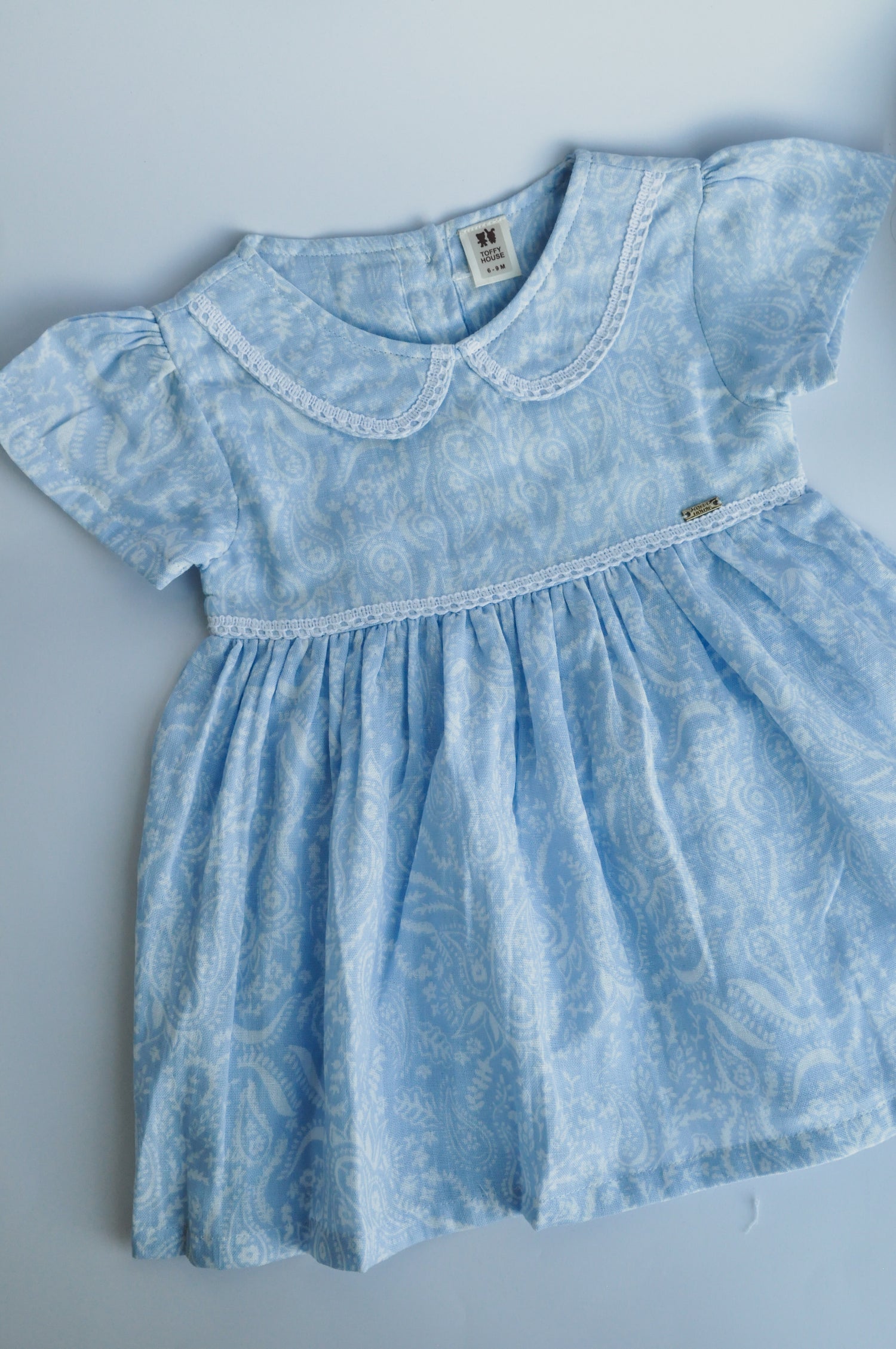 Blue Paisley Collar Dress with Bloomers